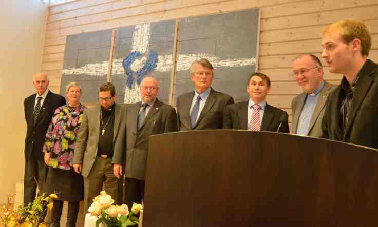 Fra jubileumsmiddagen. Presentasjon av styret i Tromsø Valgmenighet. Foto: Thor Henrik With